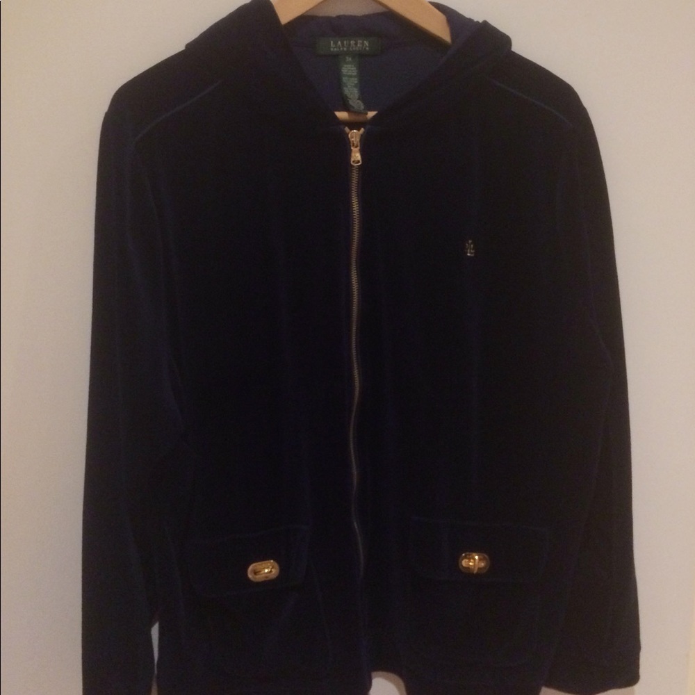 Navy Velvet Ralph Lauren Hooded Sweater